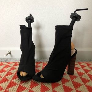 SIMMI London Black Stretch Lycra Peep Toe Boots